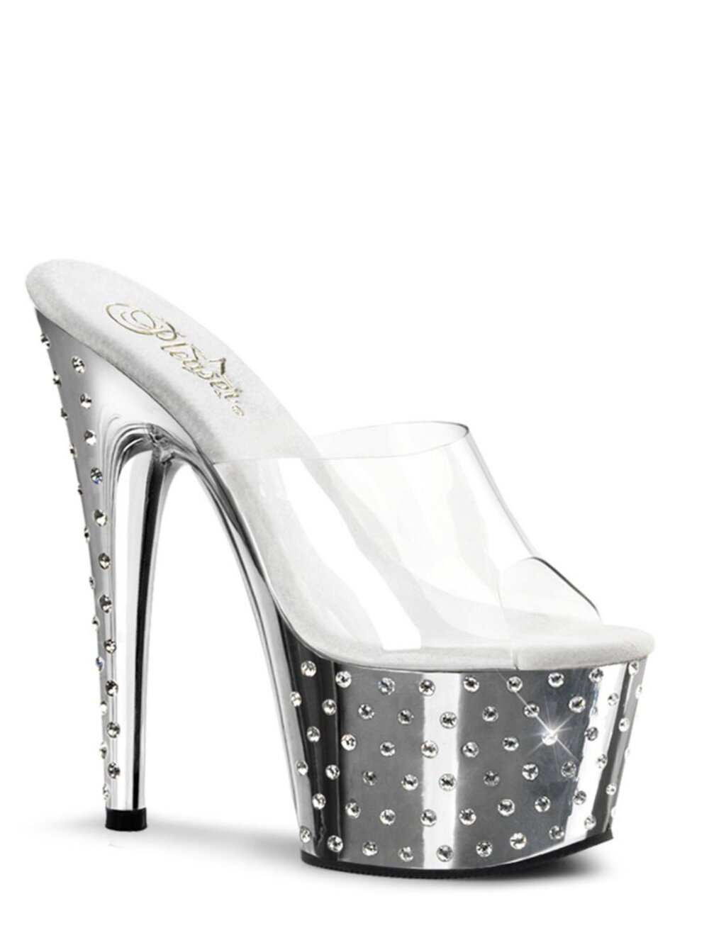 Pleaser Stardust 701 Silver Chrome Platform Heels